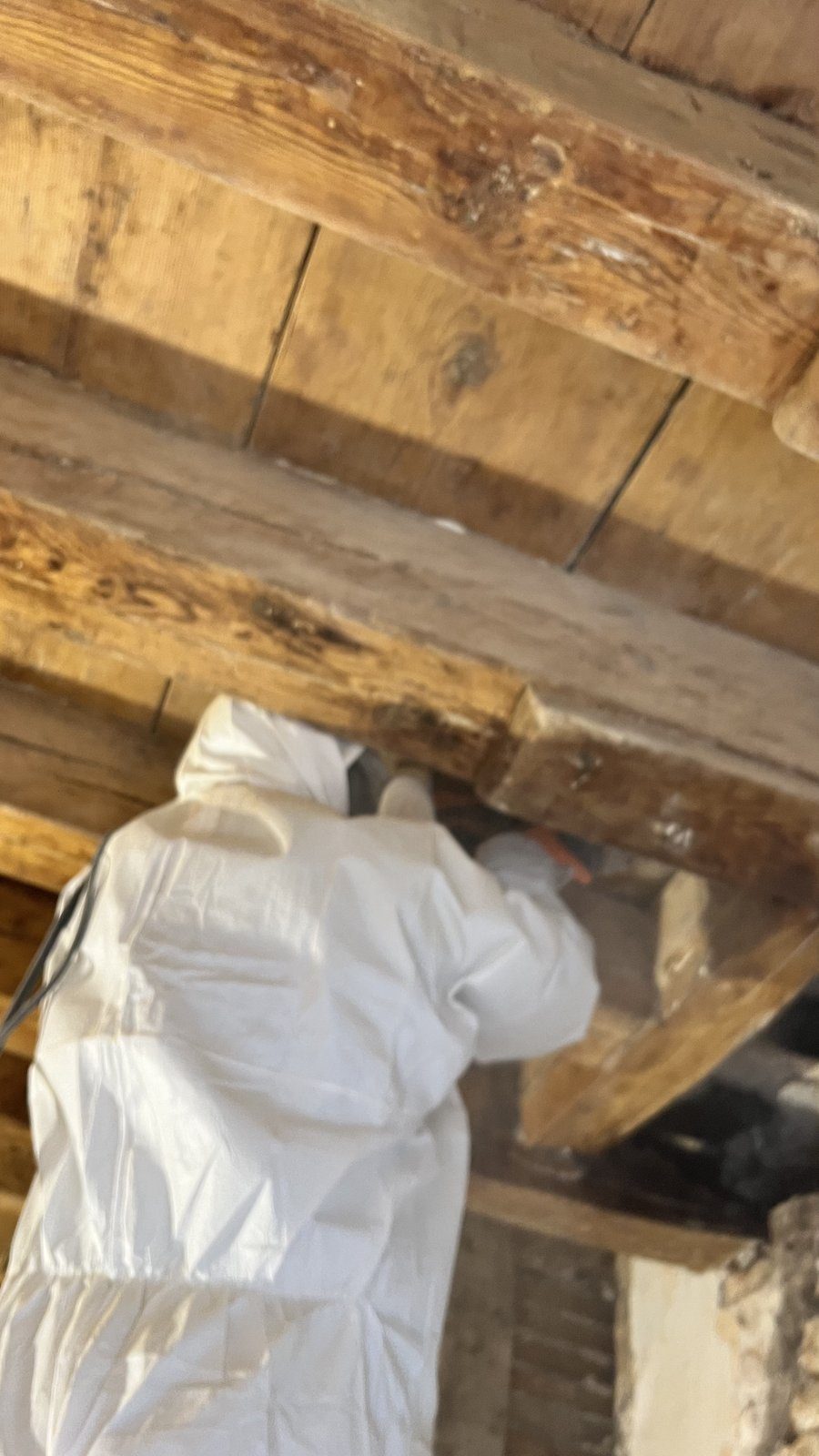 Trattamento delle travi in legno con DPI